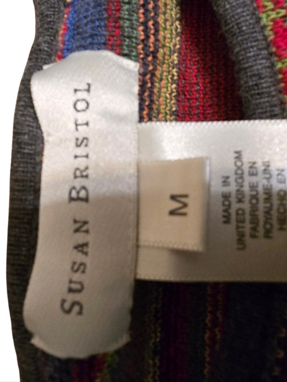 Vintage Susan Bristol M Multicolor 100% Cotton Fair Isle Knit Cardigan UK - Picture 7 of 9